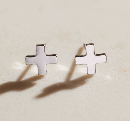 Silver Swiss Cross Stud