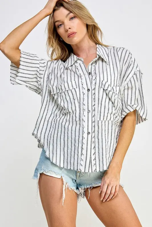 Striped Button Down Short Sleeve