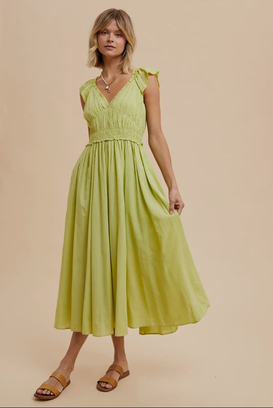 Cotton Blend Sweetheart Maxi Dress