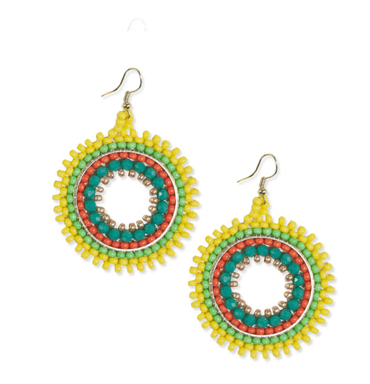 Checked Bead Drop Earrings